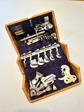 Antique Singer Wood 'Puzzle Box' Sewing Machine Accessory, 1889, Original Parts